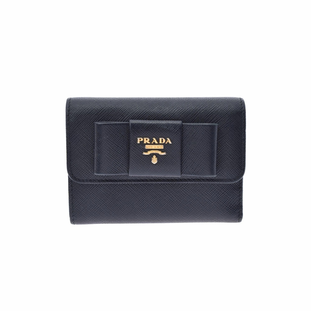 PRADA Rion Black Saffiano Tri fold Wallet
